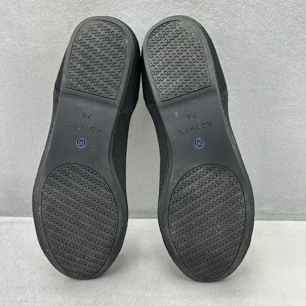 Rothy's The Flat Womens Size 7.5 Black Knit Round Toe Comfort Slip-On Shoe